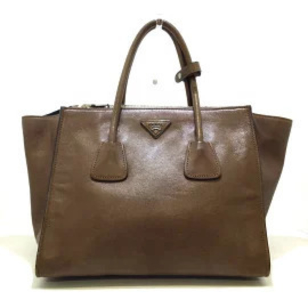 Prada Tote Tessuto Saffiano Bag Brown Leather
